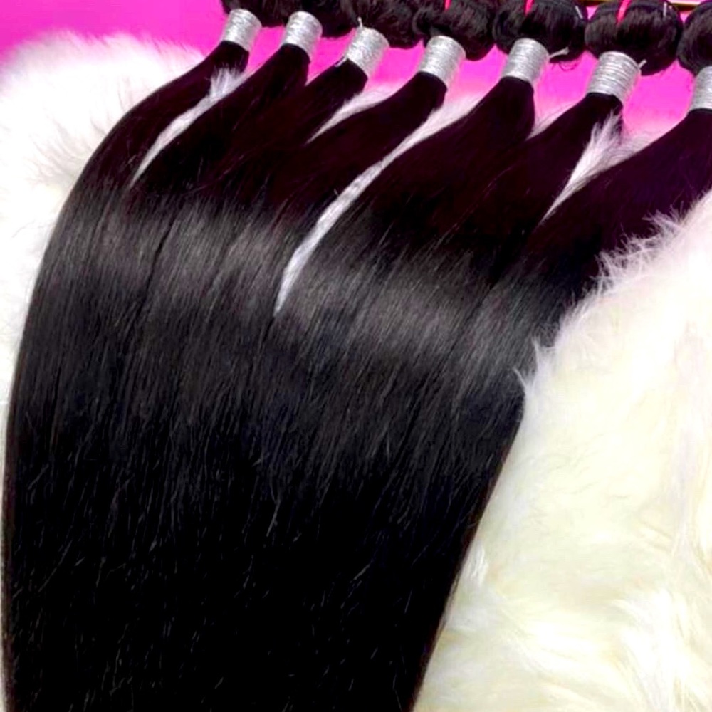 Hair bundles with 2 human hair wigs